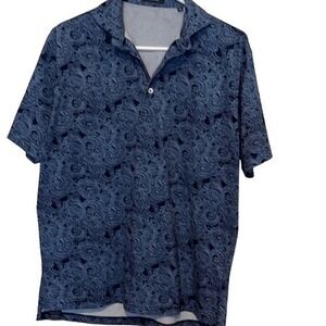 Turtleson mens shirt S Paisley blue on blue Preppy Casual Collegiate‎ Resortwear